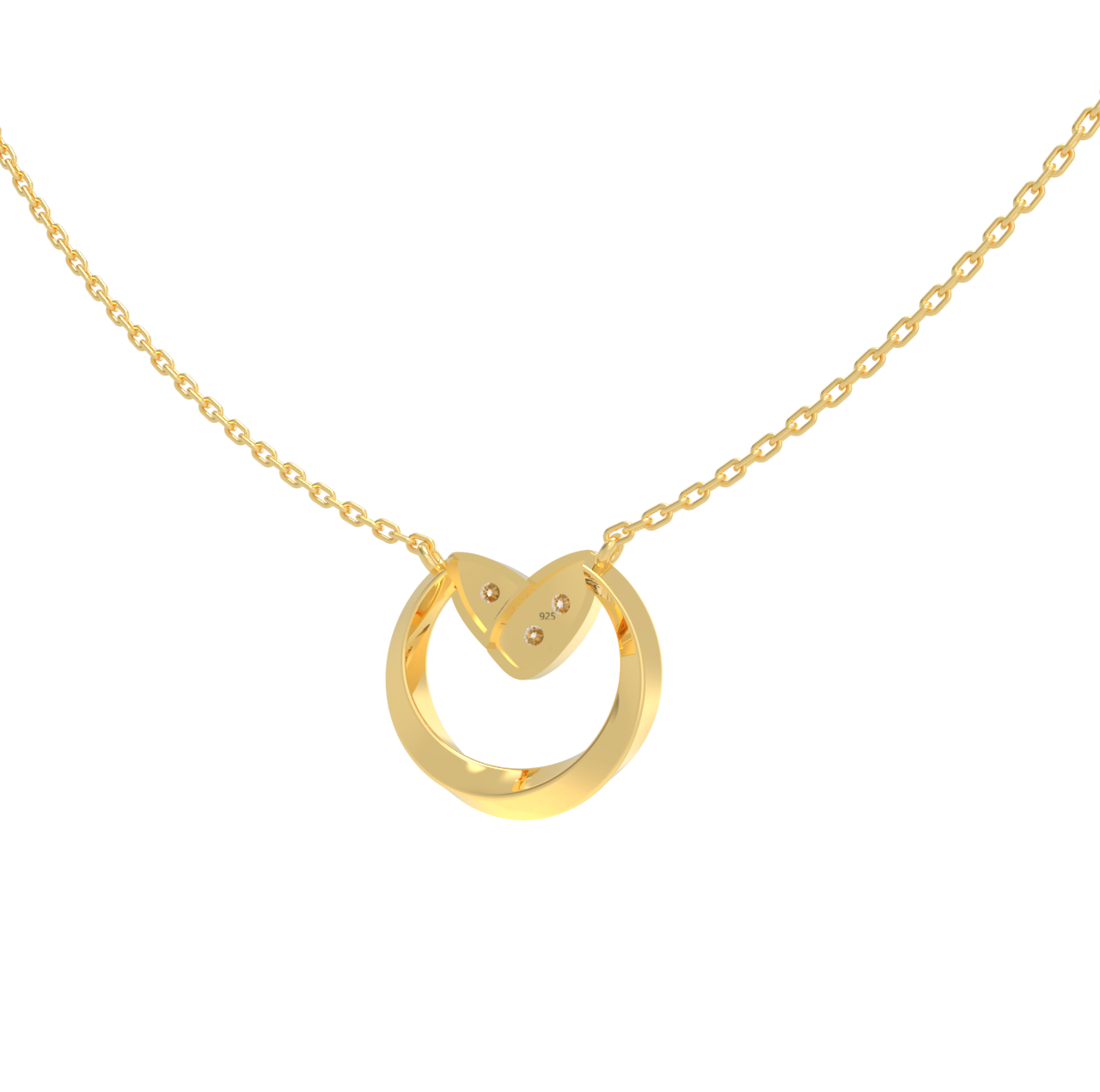 Heart in loop Pendant With Chain For Women, Hallmarked 925 Sterling Silver - sitabo